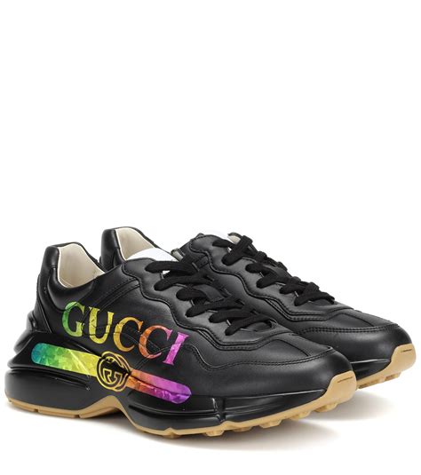 gucci rhyton sneakers black|gucci rhyton distressed sneakers.